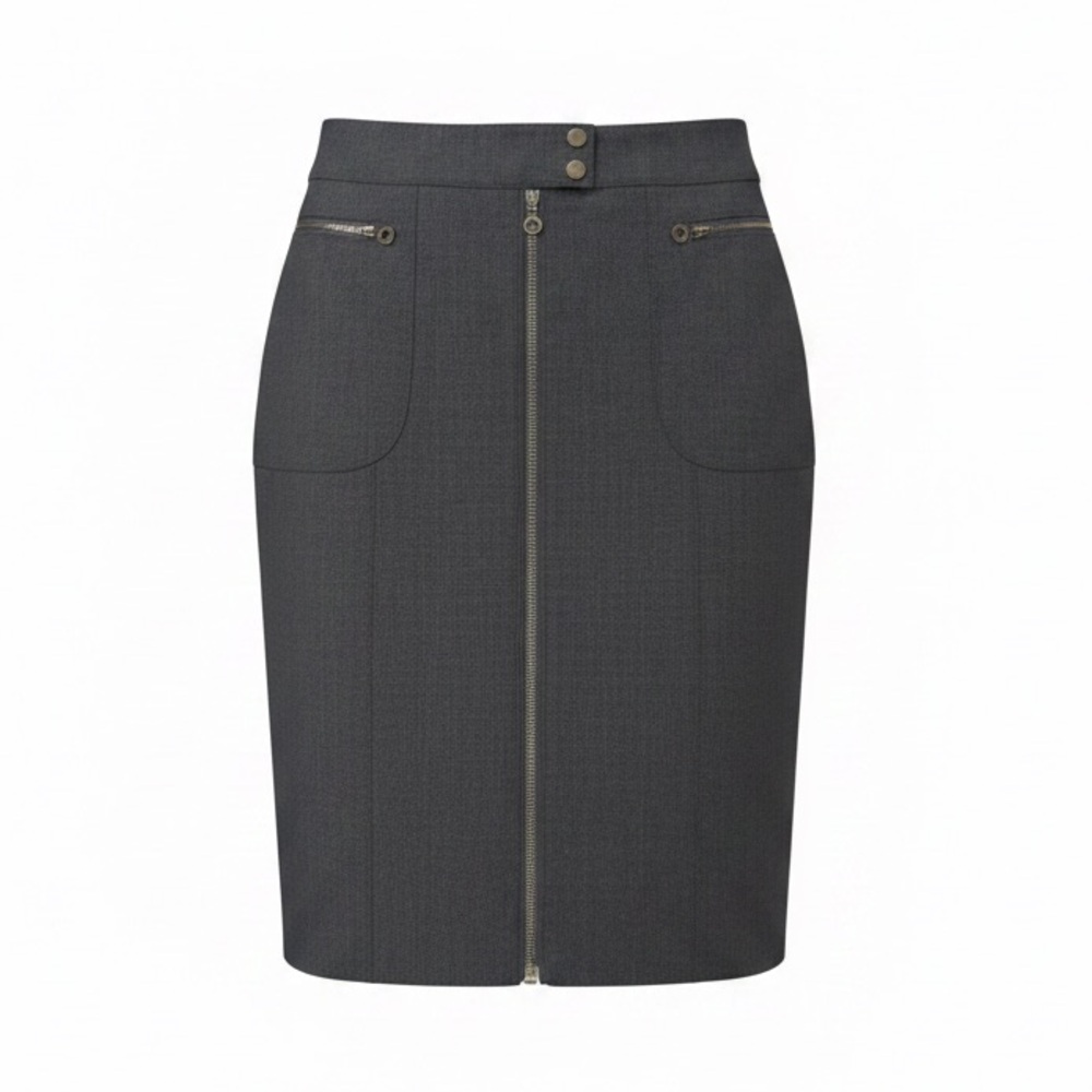 Womyn | Women’s Grey Zipper Front Pencil Skirt | 4